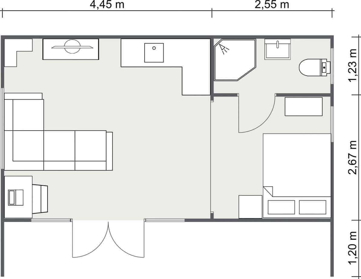 2D Floor Plan for The Stradbroke Cabin